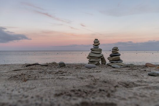 zen stones on the beach