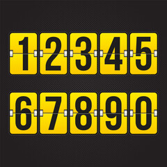 Set of numbers on a mechanical scoreboard. Vector template for your design.