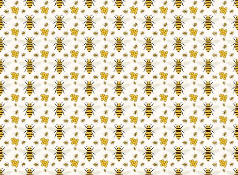 Pattern for clothes, bee pattern, bee, bee pattern, yellow color, summer, pattern