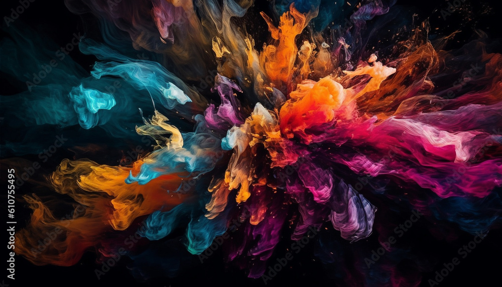 Aufkleber abstract multi colored paint creates chaotic, vibrant backdrop of exploding fantasy generated by ai