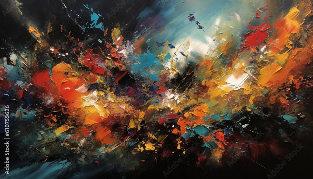 Poster vibrant colors painted image with abstract pattern and messy brush strokes generated by ai