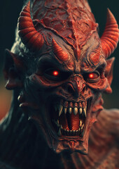devil close up, hell king character, generative ai 
