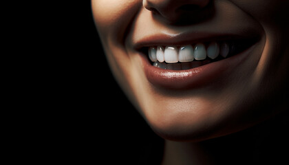 Smiling young woman with a toothy smile, radiating happiness and sensuality generated by AI