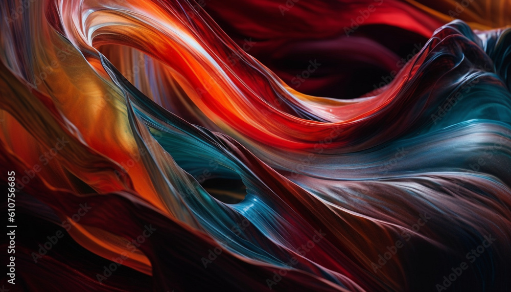 Poster vibrant colors flow in a smooth wave pattern, abstract illustration generated by ai