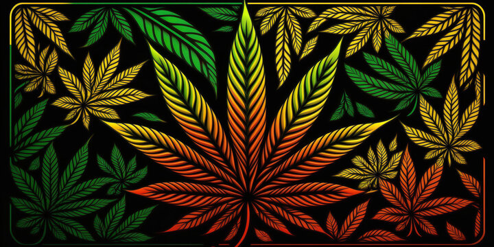 rasta stoner pattern sheet cannabis leaves jamaica Generative AI