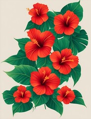 Hibiscus Flower Vector Generative Art