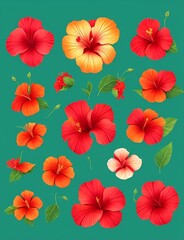 Hibiscus Flower Vector Generative Art