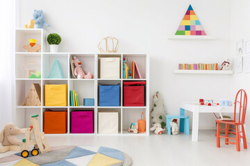 Colorful decoration in kids room. Generative AI