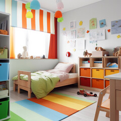 Colorful kid's room interior. Generative AI