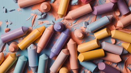  Flat lay of pastel crayons. IA generative.
