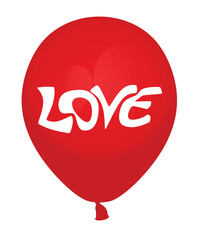 Text love on balloon. vector