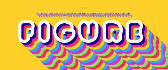 Font vector figure modern 3D bold line style trendy typography for infographics, motion graphics, video, promotion, decoration, logotype, party poster, t shirt, book, animation, banner, game, printing