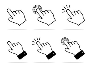 Touch vector icon set. Illustration isolated for graphic and web design. Cursor pointer computer mouse icon. Click cursor - stock vector. Vector illustration.