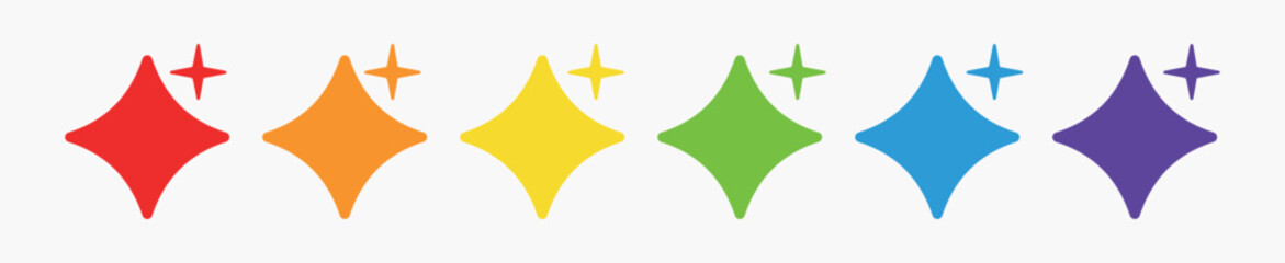Rainbow set stars, shine, ligth. Pride icon. Color vector. LGBT Lesbian gay bisexual transgender concept. Love, happy symbol