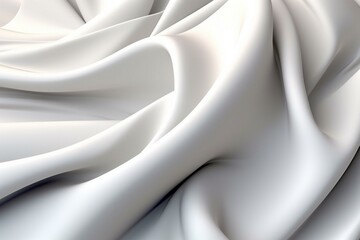 Plakat white silk fabric background 3d abstract background with waves. Illustration. Generative AI.