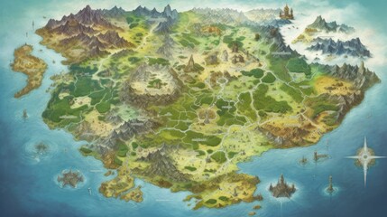 Fototapeta na wymiar RPG Game World Map 