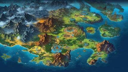 Fototapeta na wymiar RPG Game World Map 