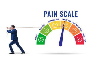 Concept of pain scale from moderate to strong