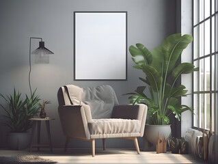Modern Poster Mockup in Contemporary Setting	