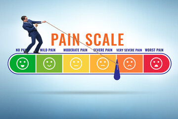Concept of pain scale from moderate to strong