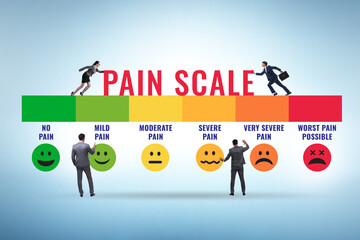 Concept of pain scale from moderate to strong