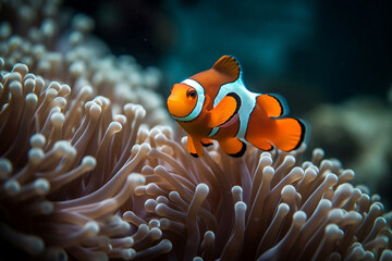 Naklejka na ściany i meble clown fish in a coral reef