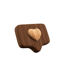 Ícone de reação de madeira com coração no meio