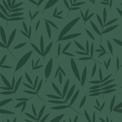 Fototapeta premium Green leaves seamless pattern. Hand drawn different leaves background