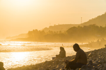 Sunset at El Tunco beach in the central american country of El Salvador.