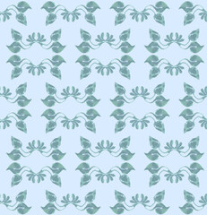 Seamless pattern with leaves. Watercolor blossom print.