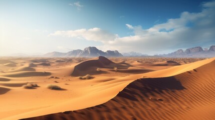 Plakat Vast desert landscape with shifting sand dunes, mysterious rock formations, and a sense of solitude and mystery