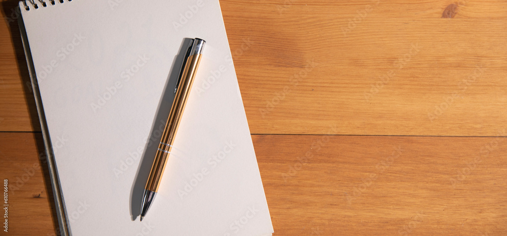 Poster notebook with pencil on the table