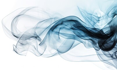  a blue and black smoke swirls against a white background in this image, it looks like it is floating in the air and is very dark.  generative ai