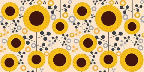 Vector sunflower clip art flower seamless background
