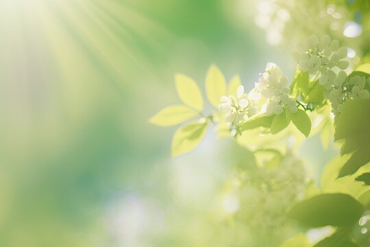 Background blur that is stylish and musical. delicate spring or summer greens; they are invigorating and fresh. gives the impression of a spring awakening. springtime happiness, harmony, Generative AI