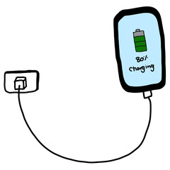 Obraz premium Battery charging icon on phone screen 