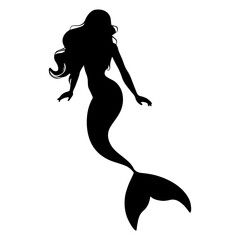 Vector illustration. Mermaid silhouette. Girl with a fishtail.