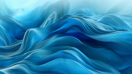 Obraz premium Rhythmic Azure Waves: An Abstract Exploration of Sculptural Aesthetics and Surreal 3D Landscapes on Shaped Canvas, Echoing Abstraction-Création Principles