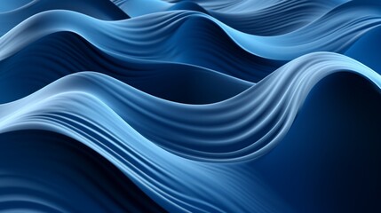 Rhythmic Azure Waves: An Abstract Exploration of Sculptural Aesthetics and Surreal 3D Landscapes on Shaped Canvas, Echoing Abstraction-Création Principles