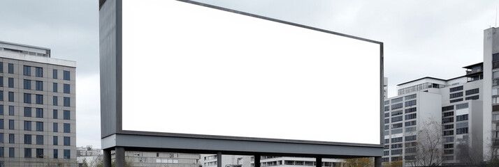 Obraz premium Blank advertising billboard in a large scale square size in front of office building, banner, generative AI