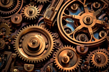 The combination of mechanical textures and atmospheric tones. Generative AI