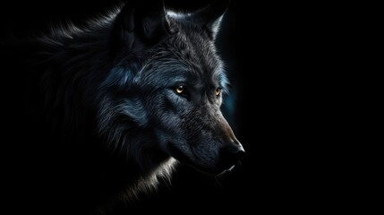 portrait of a black wolf wallpaper background