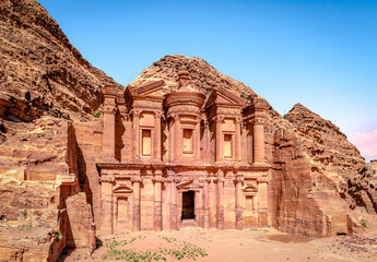 The Monastery, arguably one of the most iconic monuments in the Petra Archaeological Park in Jordan.