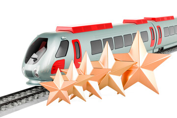 High speed train with five golden stars, 3D rendering