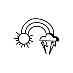vector illustration of a rainbow and thundercloud