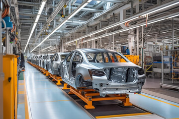 Futuristic electrical car factory