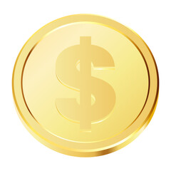 Golden money. Rotating gold coin.