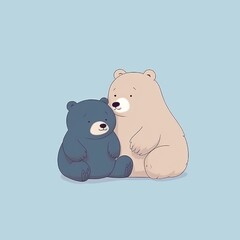 The bear hugs the little cubs. Festive theme, Concept: Poster for a children's room. Baby print for nursery. The design can be used for fashion t-shirt, greeting card. illustration, Generative ai