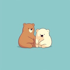 The bear hugs the little cubs. Festive theme, Concept: Poster for a children's room. Baby print for nursery. The design can be used for fashion t-shirt, greeting card. illustration, Generative ai