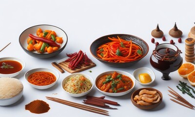 Traditional Chinese food served in white table